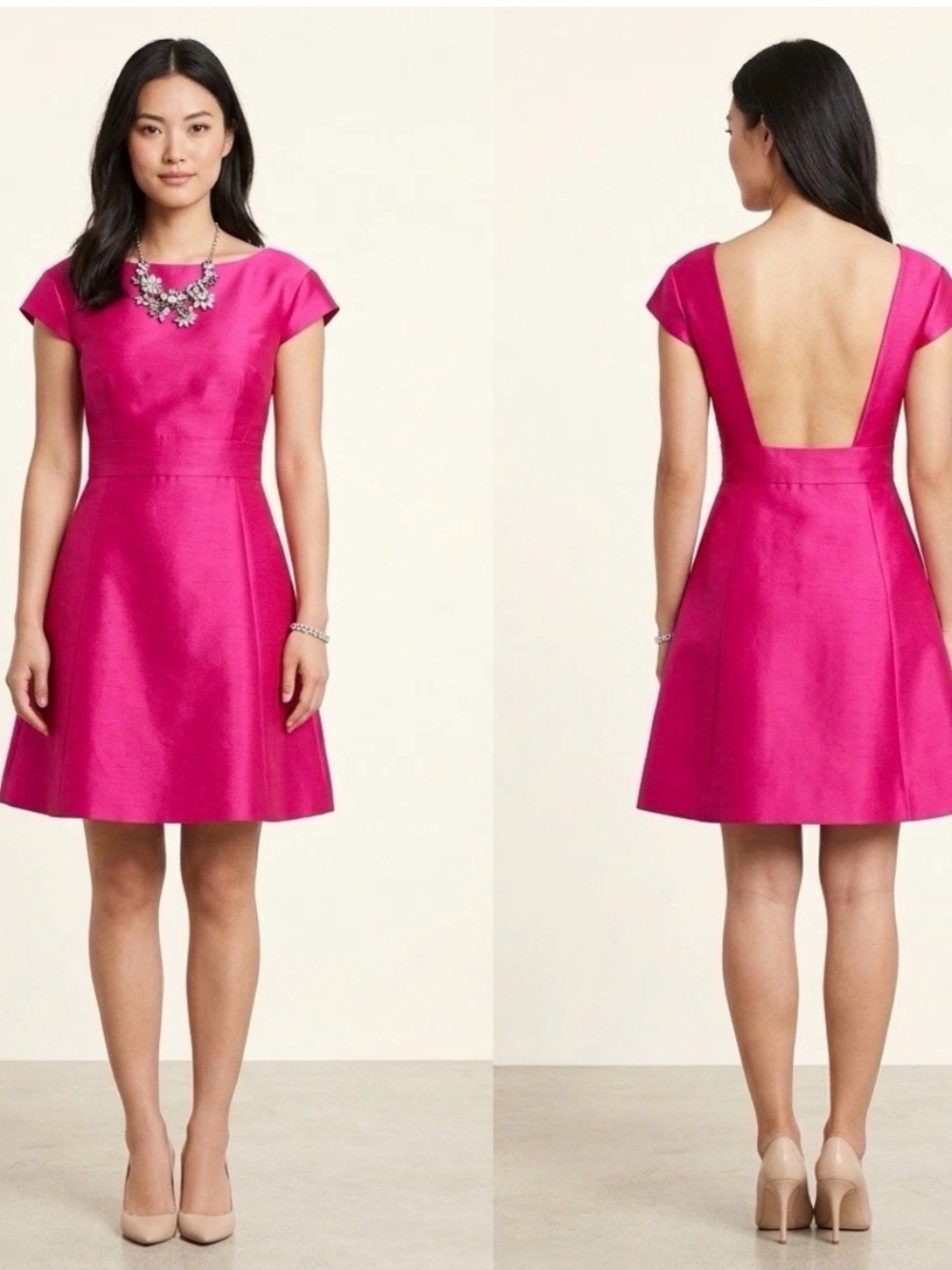 Kate Spade Pink Cap Sleeve Backless Structured Mini Dress